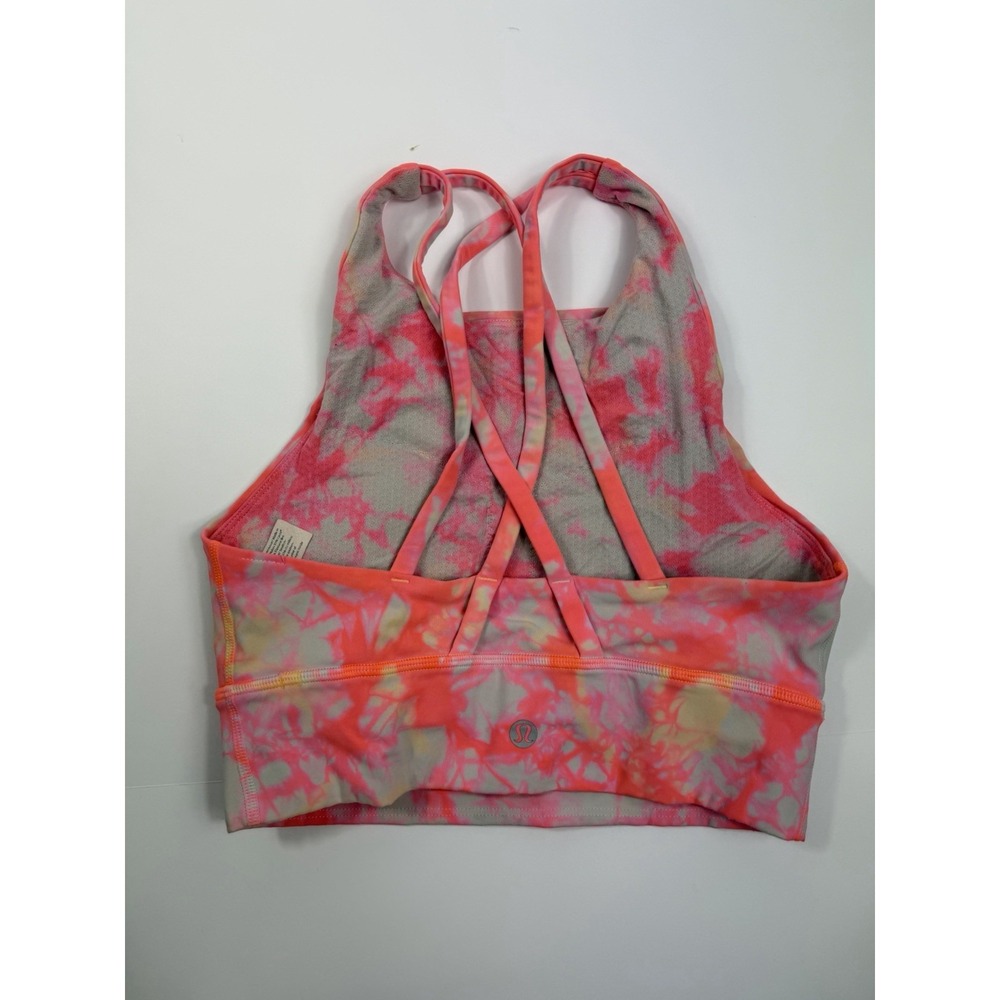 Lululemon Energy Bra High Neck Long Line Shibori Size 4 Sports Bra Athletic - Picture 3 of 6